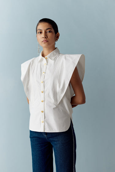 SAYANI GUPTA IN OUR WHITE PANNELED SHIRT