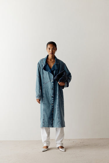 WASHED DENIM TRENCH