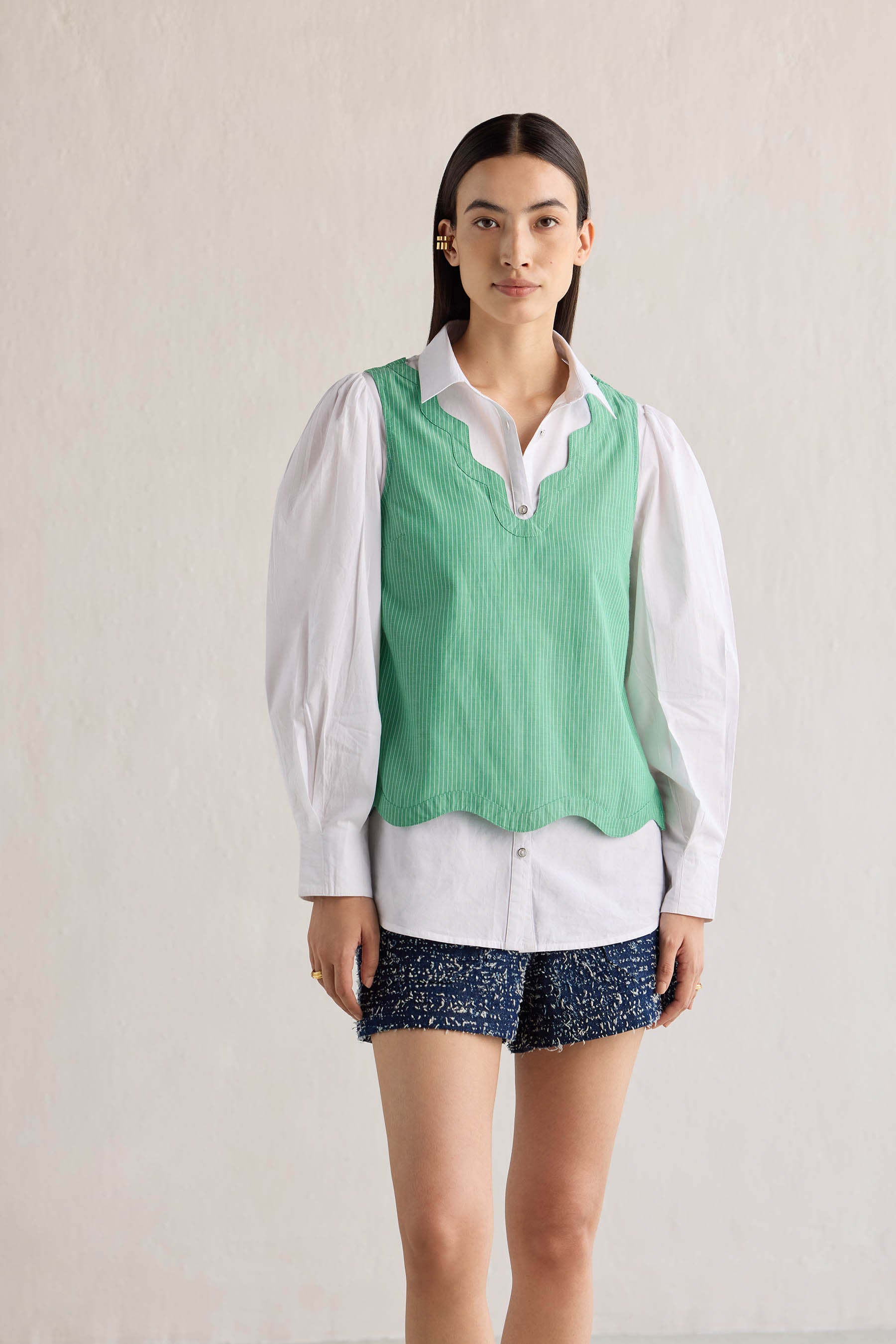 WHITE & GREEN STRIPE SHIRT