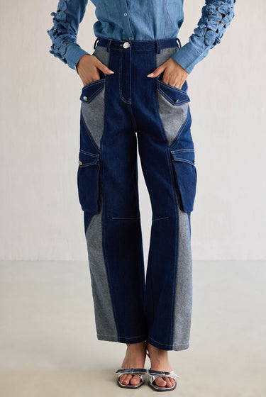 DUAL DENIM CARGO PANTS