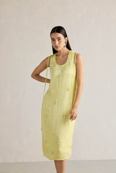 LIME EMBELLISHED SLIP DRESS