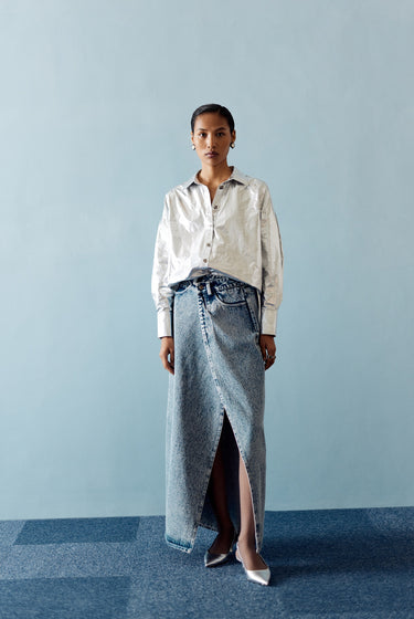 WASHED DENIM SKIRT