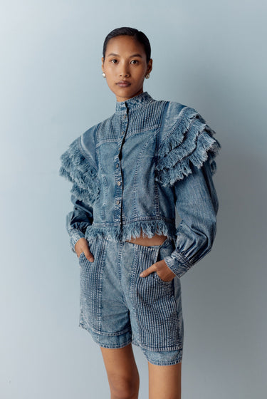 WASHED DENIM PINTUCK SHIRT