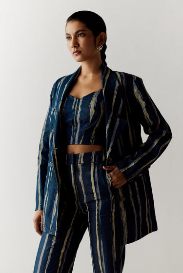 PRINTED DENIM PANTSUIT