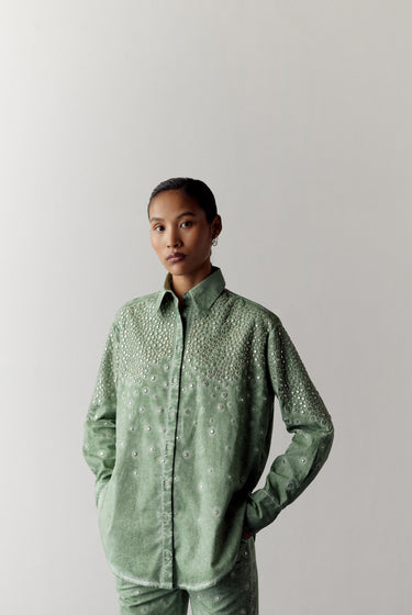 OVERDYED MIRROR EMBELLISHED SHIRT