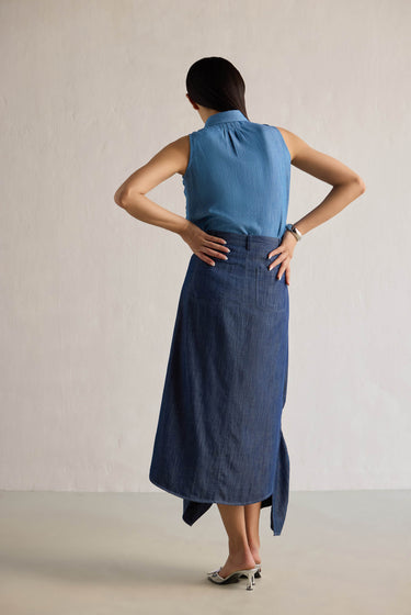 DENIM GATHERED SKIRT