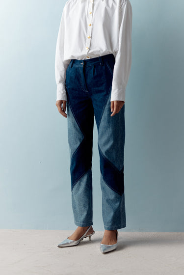 DENIM PANELLED JEANS