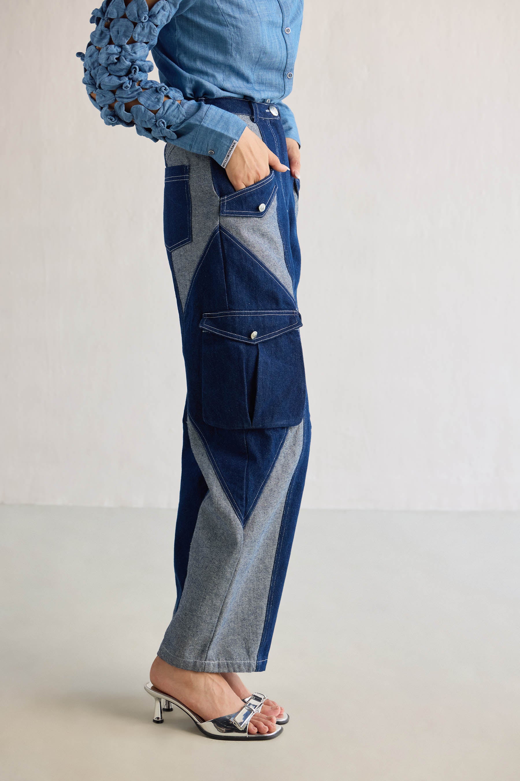 DUAL DENIM CARGO PANTS