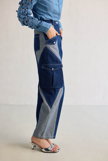 DUAL DENIM CARGO PANTS