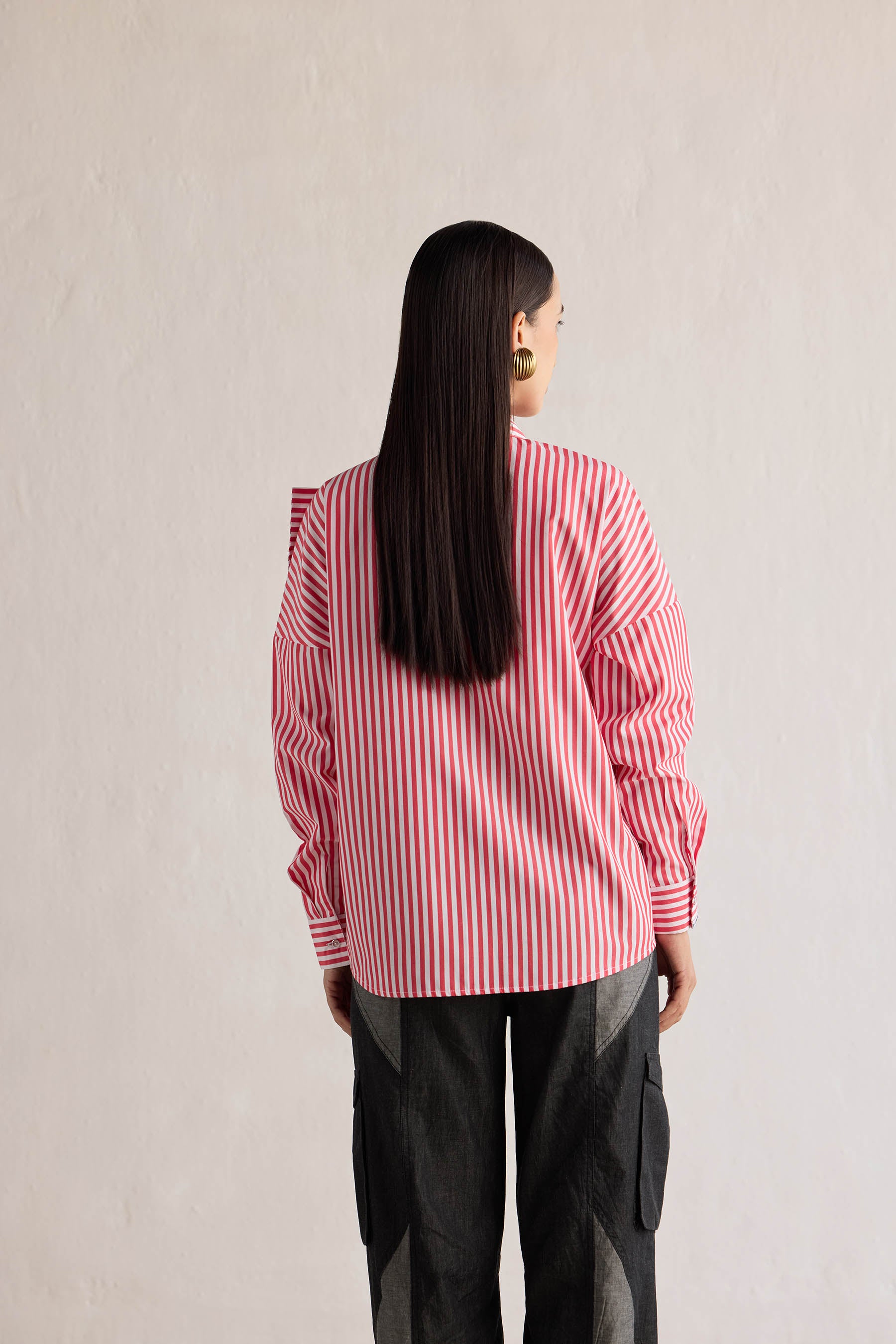 RED STRIPE BOW SHIRT