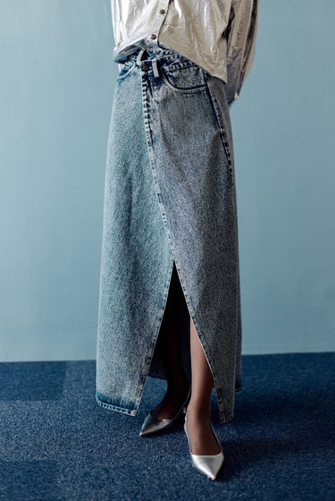 WASHED DENIM SKIRT