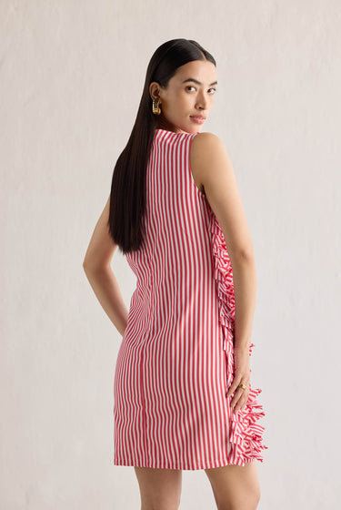 RED STRIPE 3D DRESS