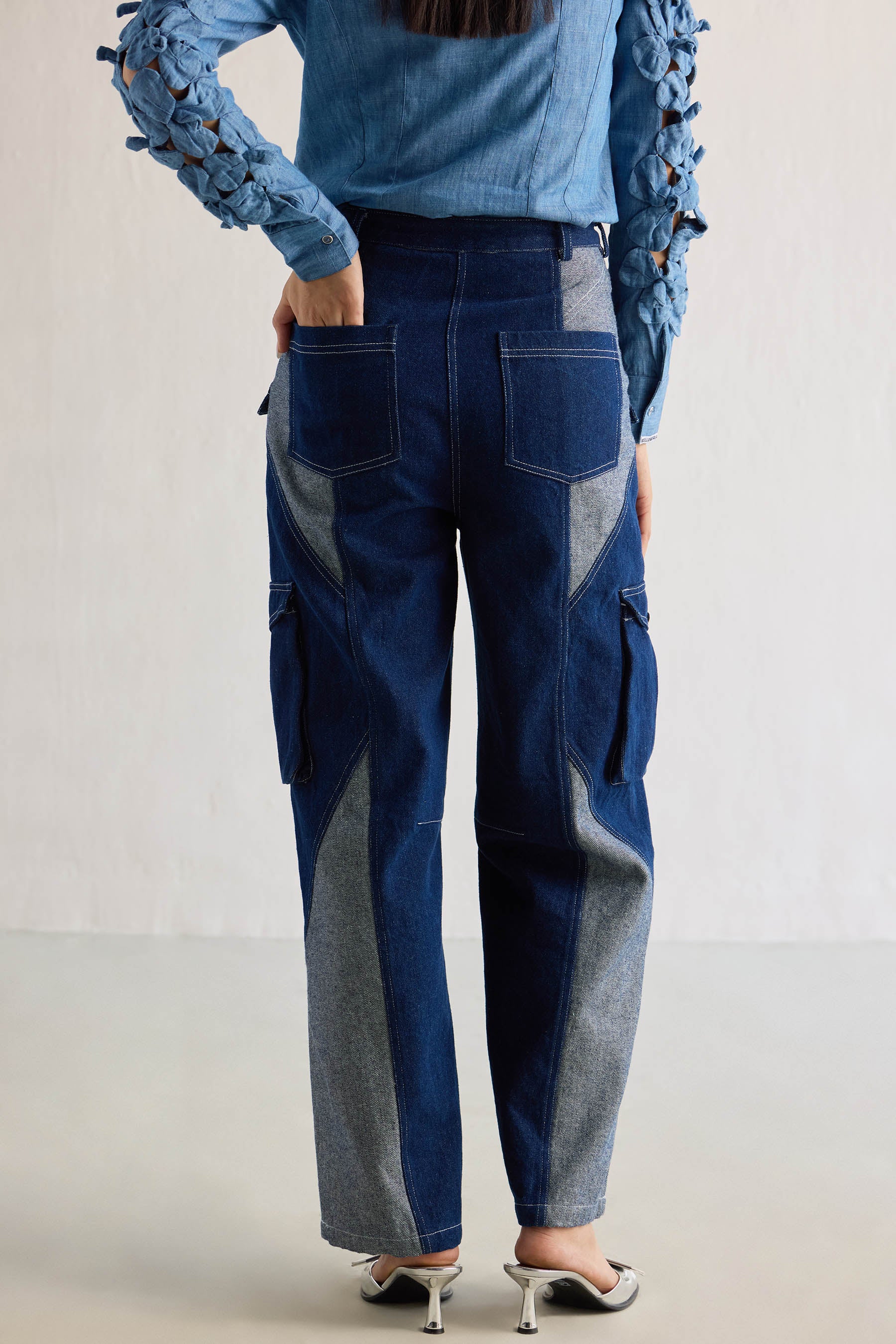 DUAL DENIM CARGO PANTS