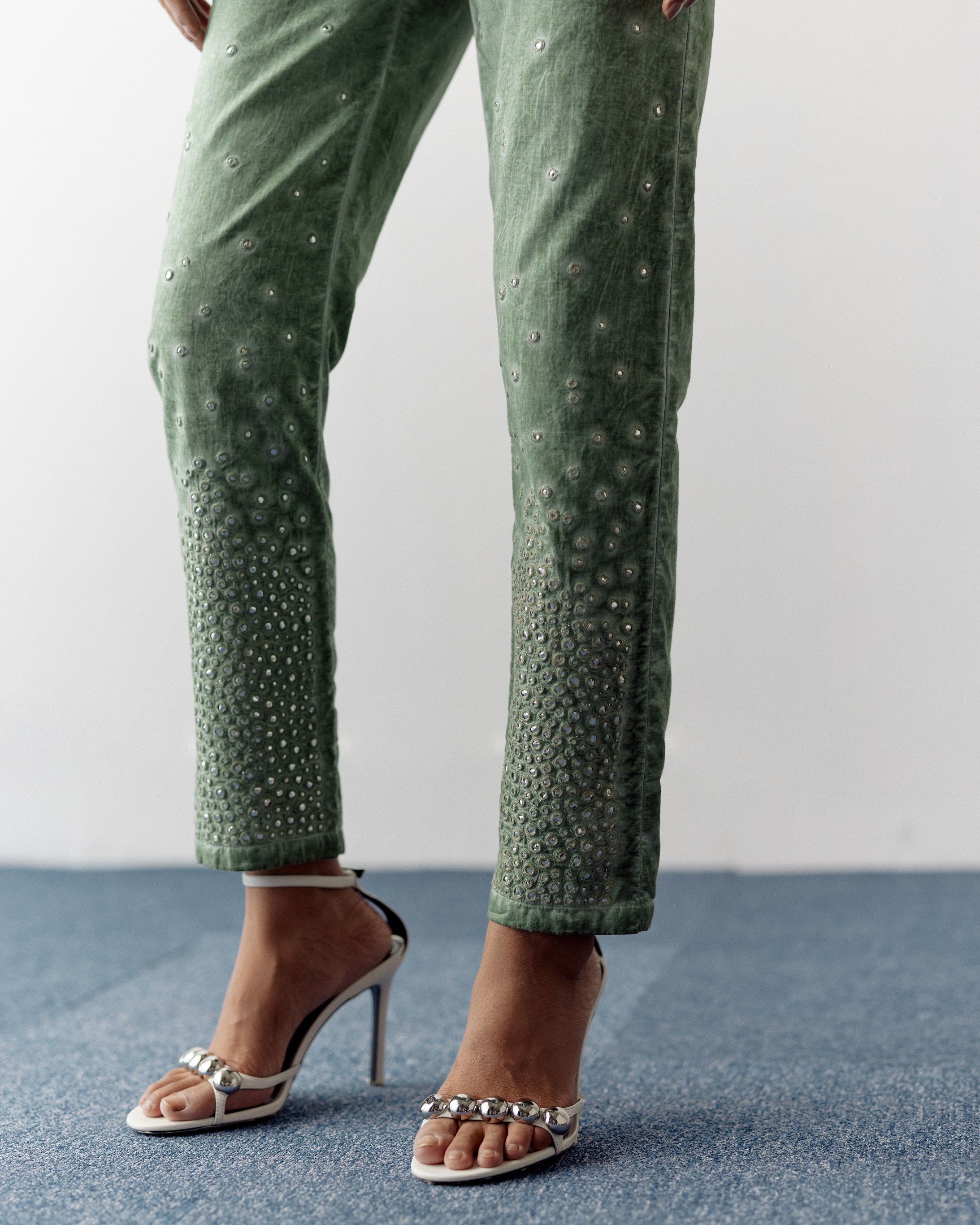 OVERDYED MIRROR EMBELLISHED PANTS