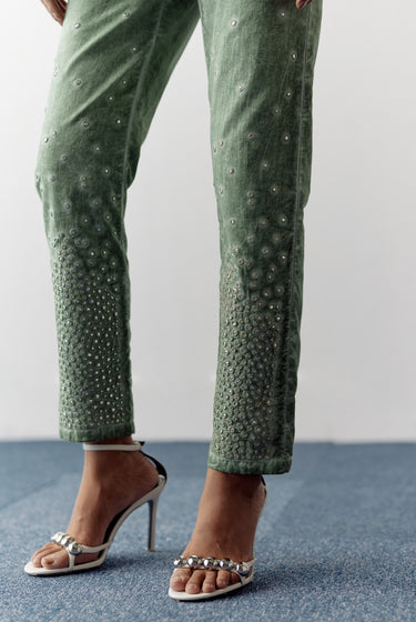 OVERDYED MIRROR EMBELLISHED PANTS