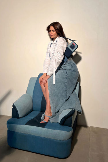GABRIELLA DEMETRIADES IN OUR WHITE GATHERED SHIRT