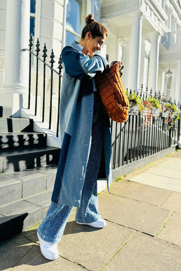 POOJA HEGDE IN OUR DENIM COLOR BLOCK TRENCH