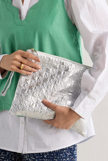 SILVER FOIL QUILTED POUCH