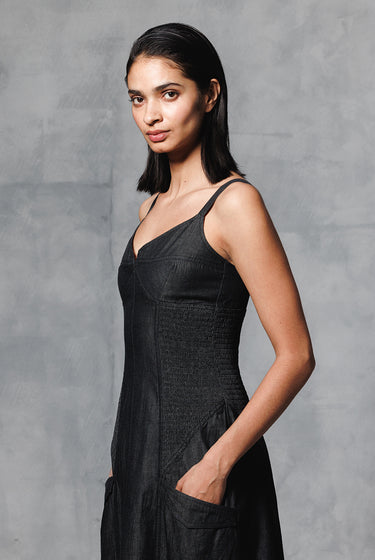 BLACK DENIM DRESS