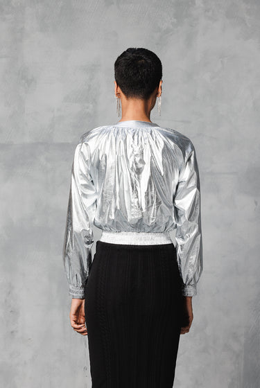 SILVER FOIL BOMBER JACKET