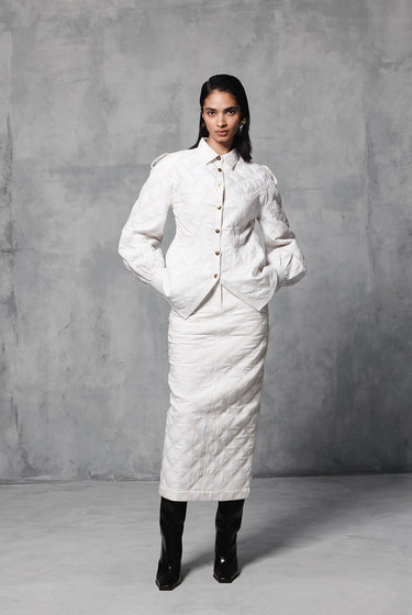 WHITE QUILTED JACKET