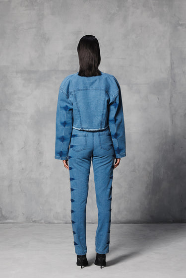 DENIM EMBELLISHED PANTS