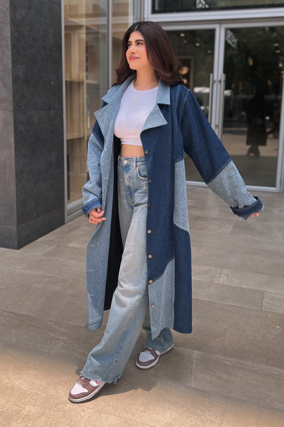 MALVIKA SITLANI IN OUR DENIM COLOR BLOCK TRENCH