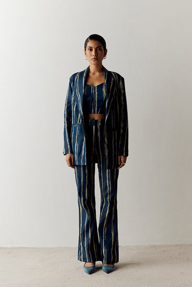 PRINTED DENIM PANTSUIT