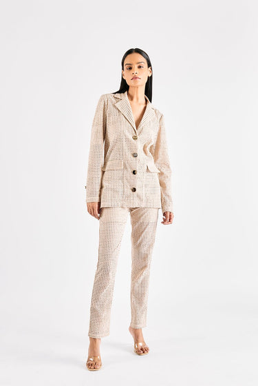 BEIGE SCHIFFLI PANTSUIT - MellowDrama