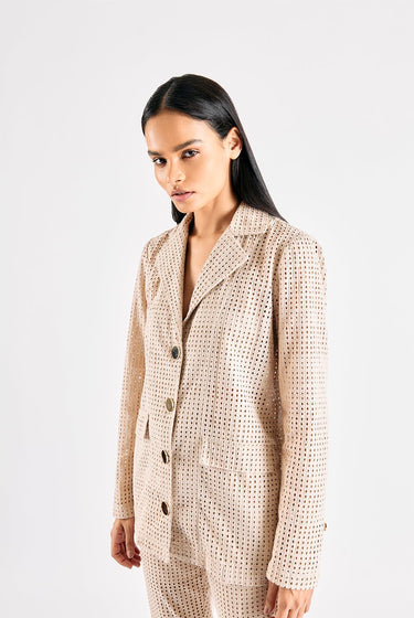 BEIGE SCHIFFLI PANTSUIT - MellowDrama