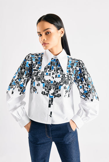 KEY CODE PRINTED CROP SHIRT - MellowDrama