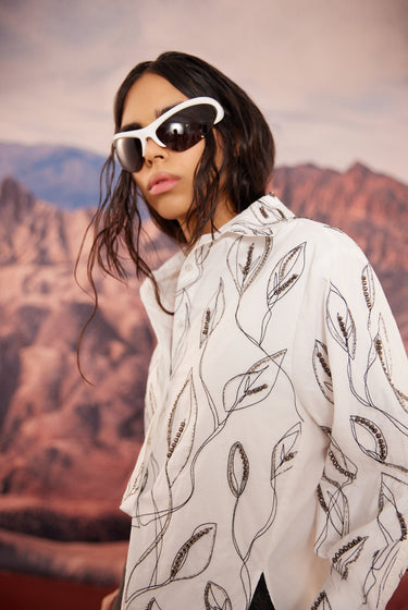 LEAF EMBELLISHED OVERSIZE SHIRT - MellowDrama