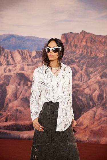 LEAF EMBELLISHED OVERSIZE SHIRT - MellowDrama