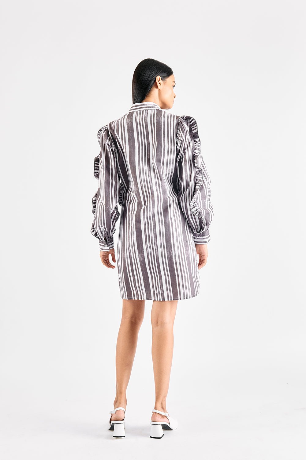 STRIPE PRINTED ZIPPER DRESS - MellowDrama