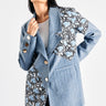 TEXTURED DENIM PRINTED BLAZER - MellowDrama